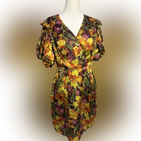 Adelyn Rae Pauline Floral Puff Sleeve Mini Dress Size M - Picture 6 of 12